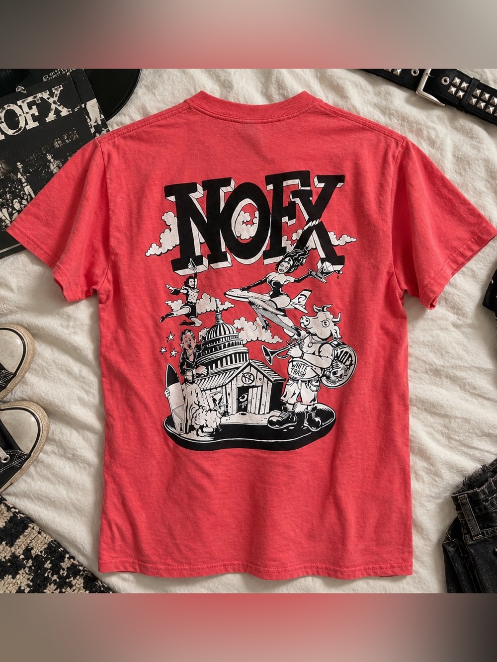 Official NOFX Final Tour Shirt White Trash Rare Pink Small Punk
